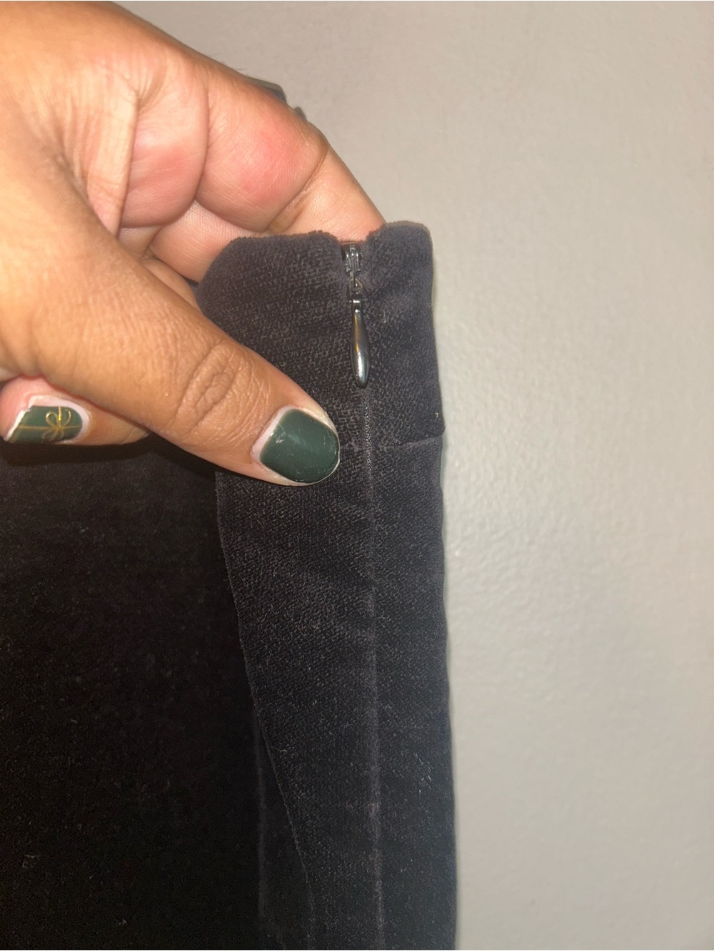 Talbots Pants - black velvet flat front skinny w/ankle slits - Picture 7 of 12